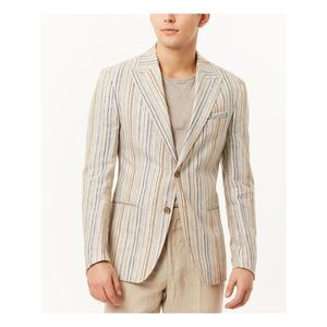 TALLIA ORANGE Mens Beige Single Breasted, Blazer Jacket L